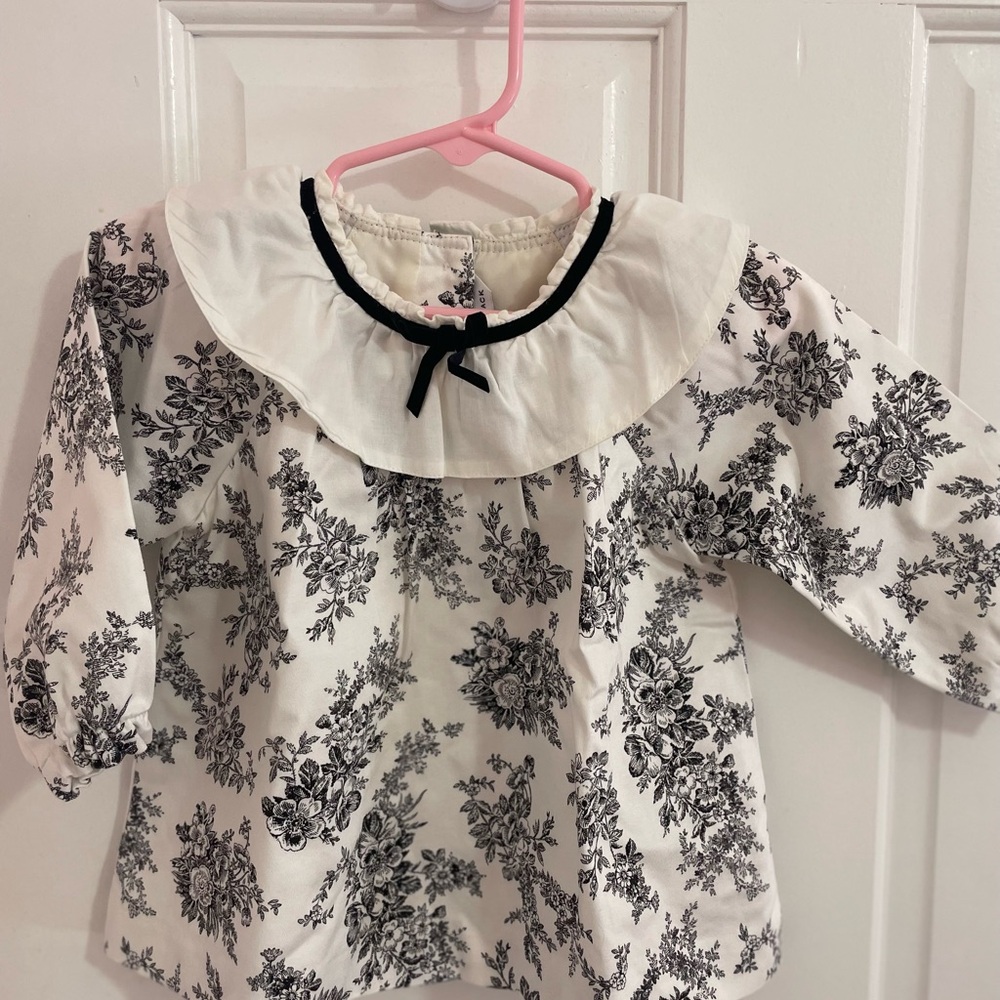Janie and Jack Black and White Formal Dress with Ruffled Collar